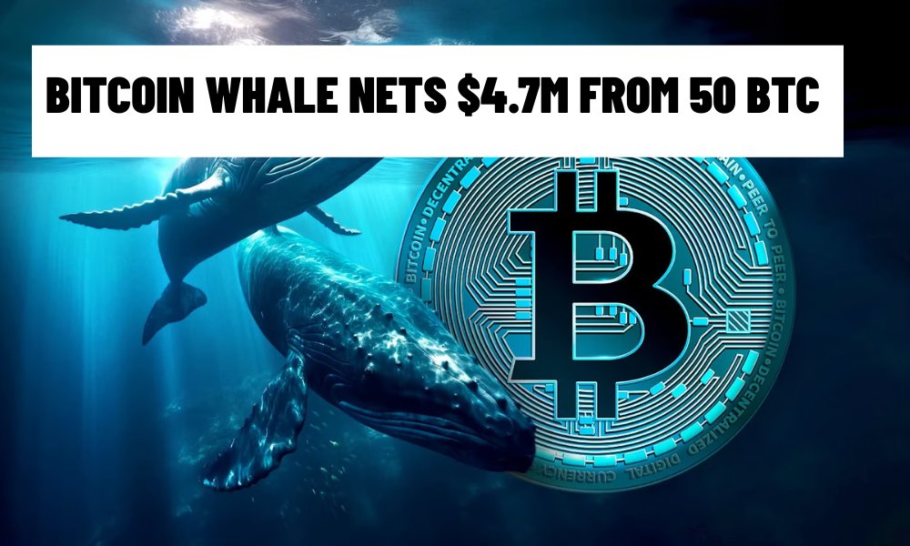 Bitcoin Whale Nets $4.7M from 50 BTC Mined 15 Years Ago: A 93M% Gain