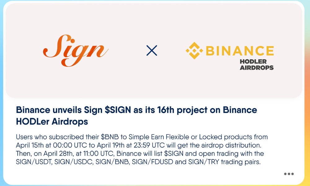 Sign (SIGN) Binance’s 16th HODLer Airdrop Project